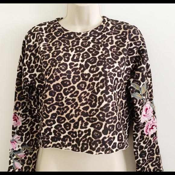 AFRM cropped leopard print sweatshirt,XS - Picture 2 of 8